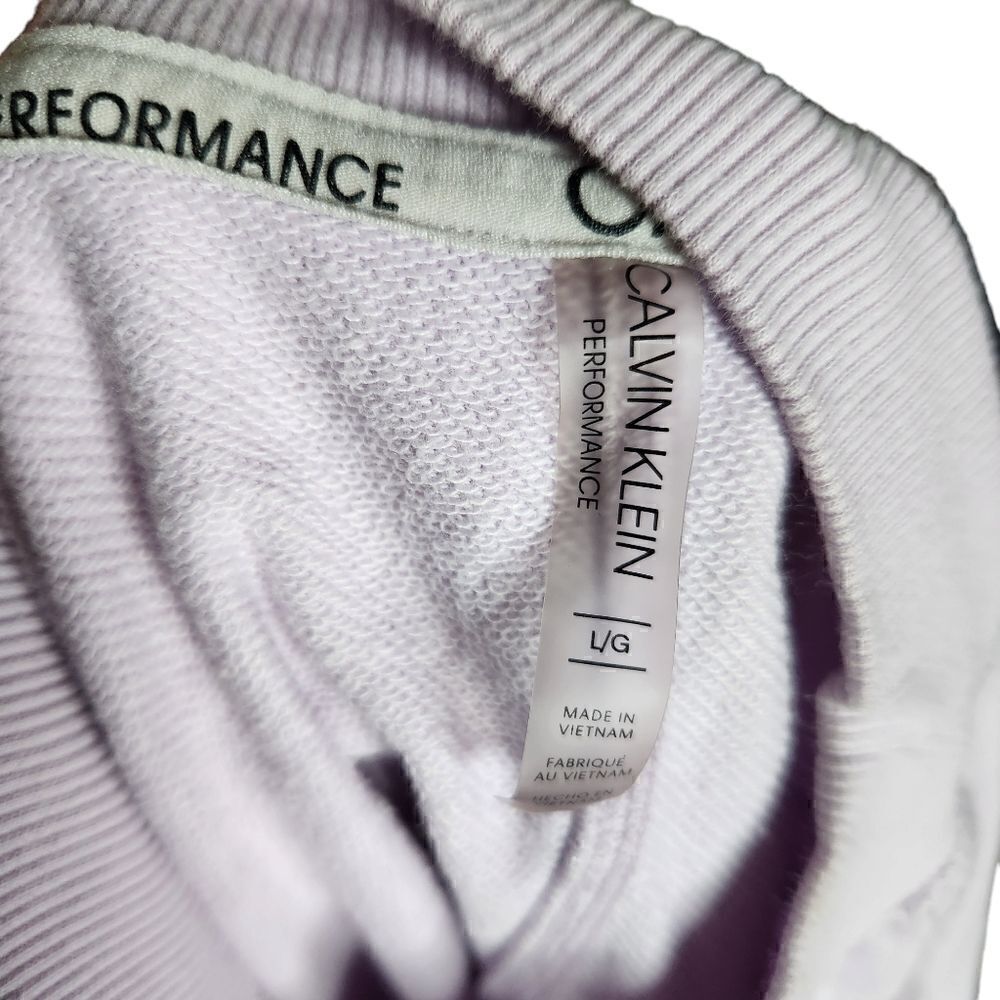 Calvin Klein Crop Sweatshirt Womens Large Purple Big Logo Performance - Picture 6 of 7